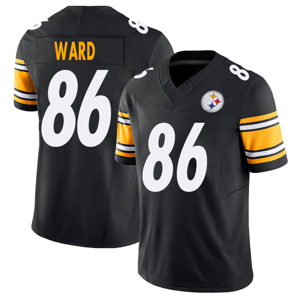Pittsburgh #86 Ward Player Football V Neck Short Sleeve Black Jersey Hines For Men Youth Women Gift
