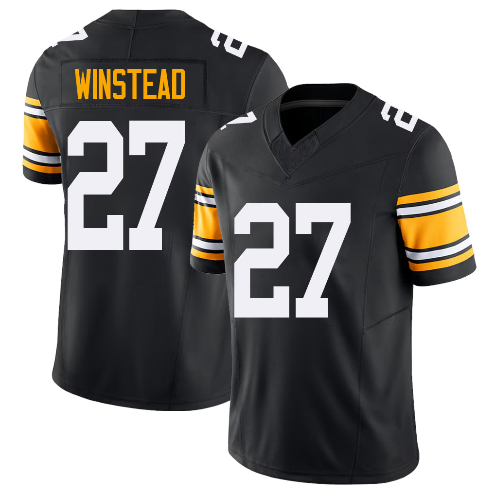Pittsburgh #27 Winstead Black Player Football V Neck Short Sleeve Jersey Isaiah For Men Youth Women Gift
