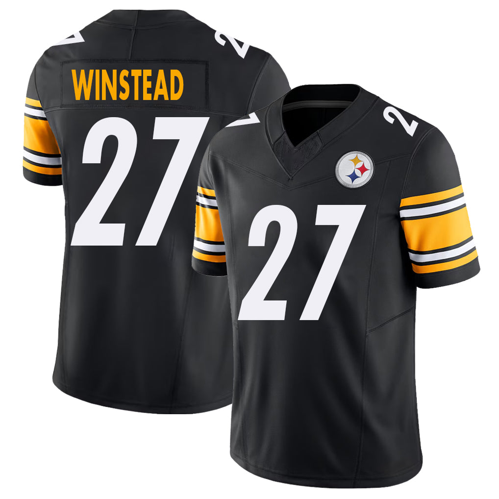 Pittsburgh #27 Winstead Player Football V Neck Short Sleeve Black Jersey Isaiah For Men Youth Women Gift