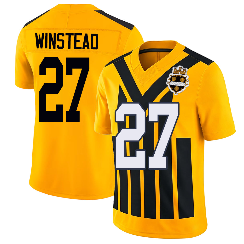Pittsburgh #27 Winstead Player Football V Neck Short Sleeve Gold Jersey Isaiah For Men Youth Women Gift