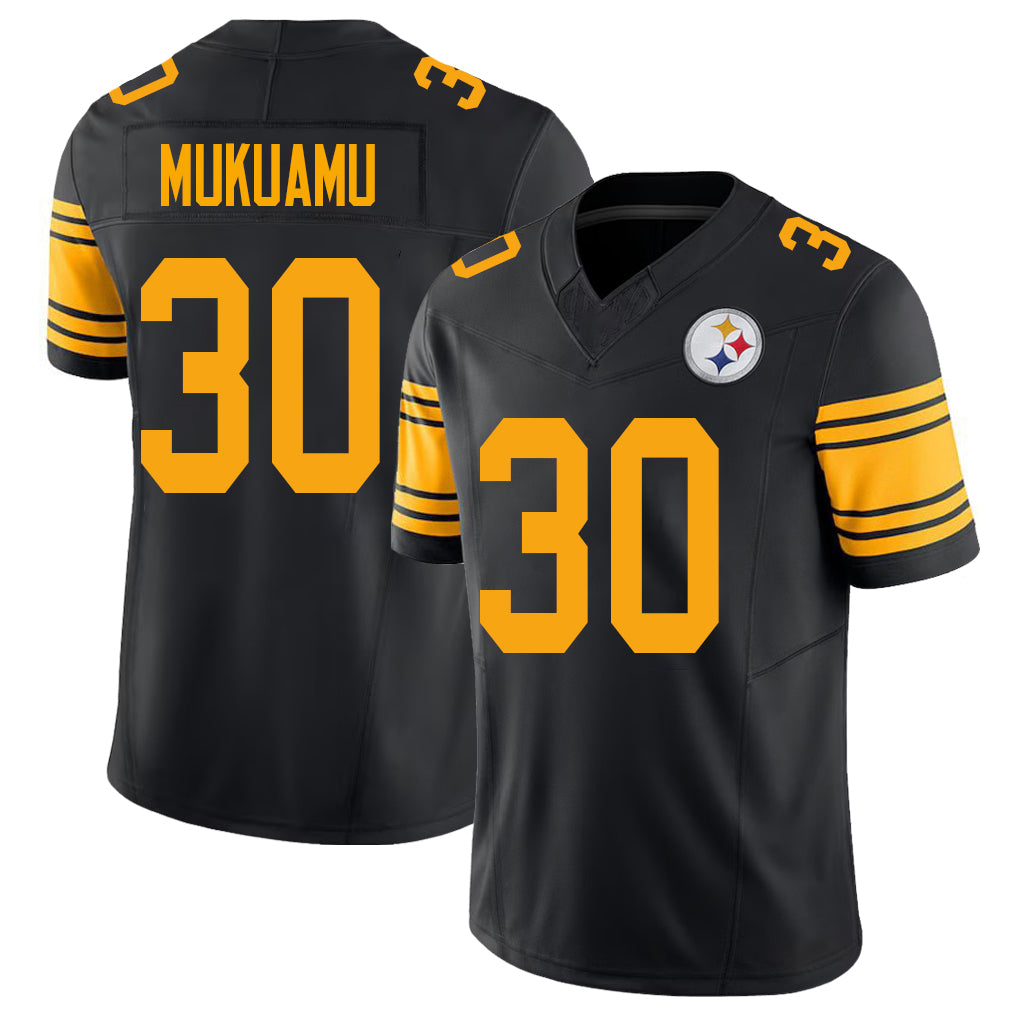 Pittsburgh #30 Mukuamu Player Football V Neck Short Sleeve Jersey Black Israel For Men Youth Women Gift