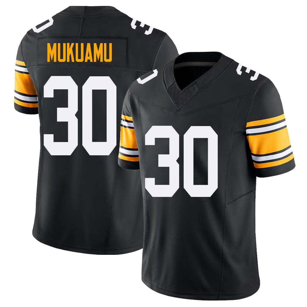 Pittsburgh #30 Mukuamu Black Player Football V Neck Short Sleeve Jersey Israel For Men Youth Women Gift