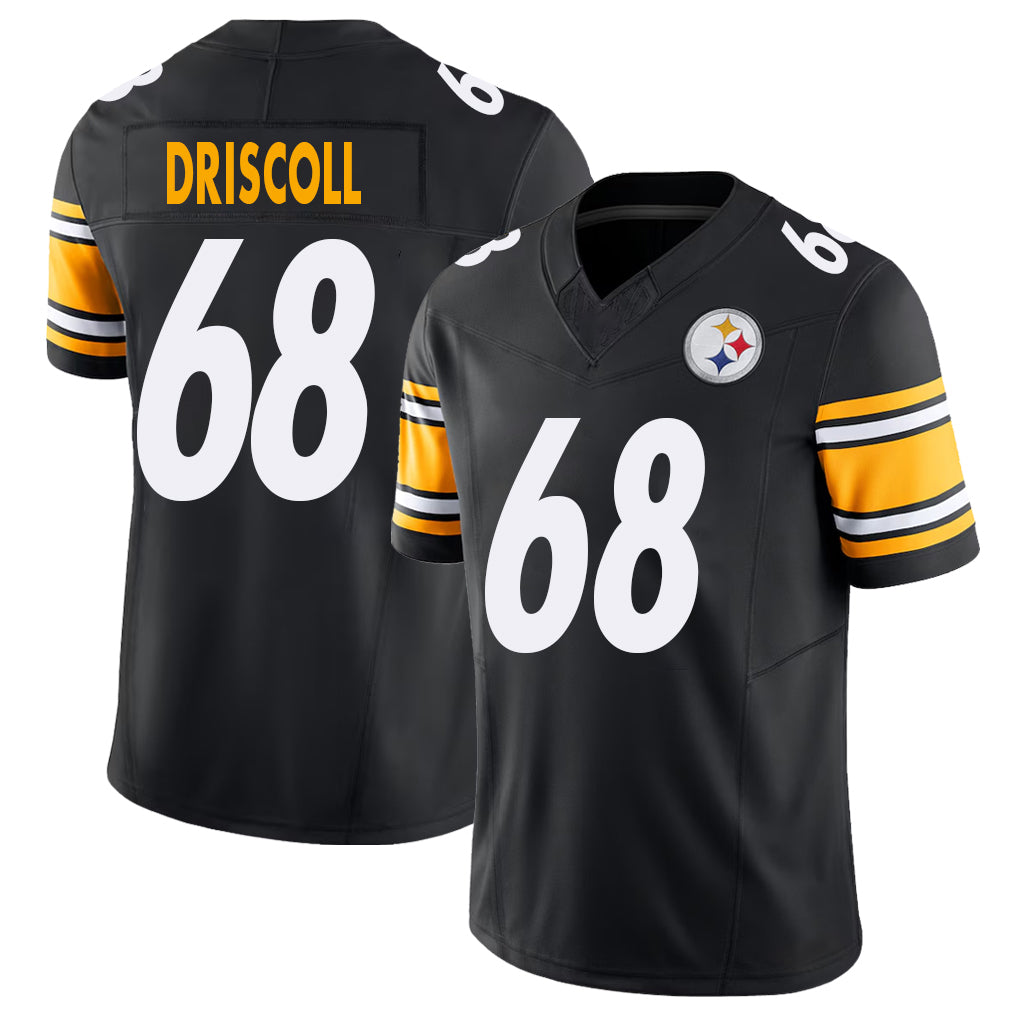 Pittsburgh #68 Driscoll Player Football V Neck Short Sleeve Black Jersey Jack For Men Youth Women Gift