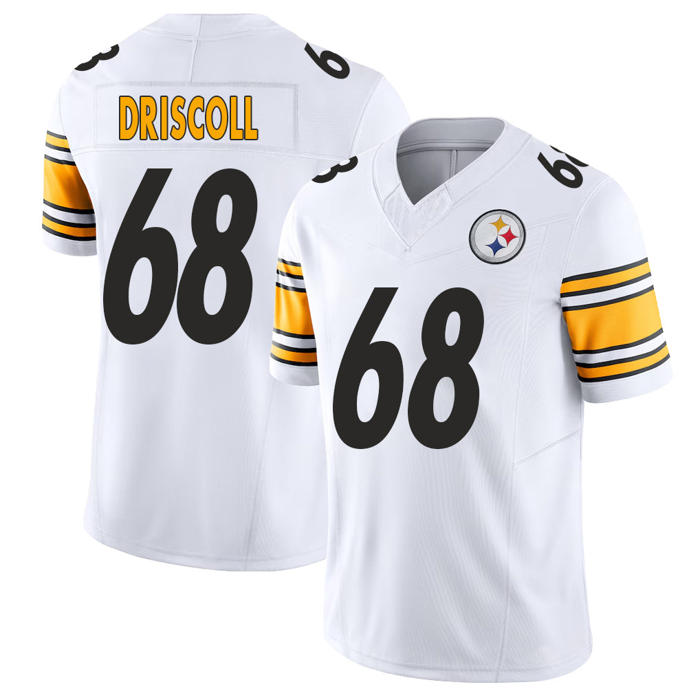 Pittsburgh #68 Driscoll Player Football V Neck Short Sleeve White Jersey Jack For Men Youth Women Gift
