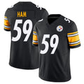 Pittsburgh #59 Ham Player Football V Neck Short Sleeve Black Jersey Jack For Men Youth Women Gift