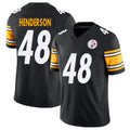 Pittsburgh #48 Henderson Player Football V Neck Short Sleeve Black Jersey Jack For Men Youth Women Gift