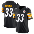 Pittsburgh #33 Sawyer Player Football V Neck Short Sleeve Black Jersey Jack For Men Youth Women Gift