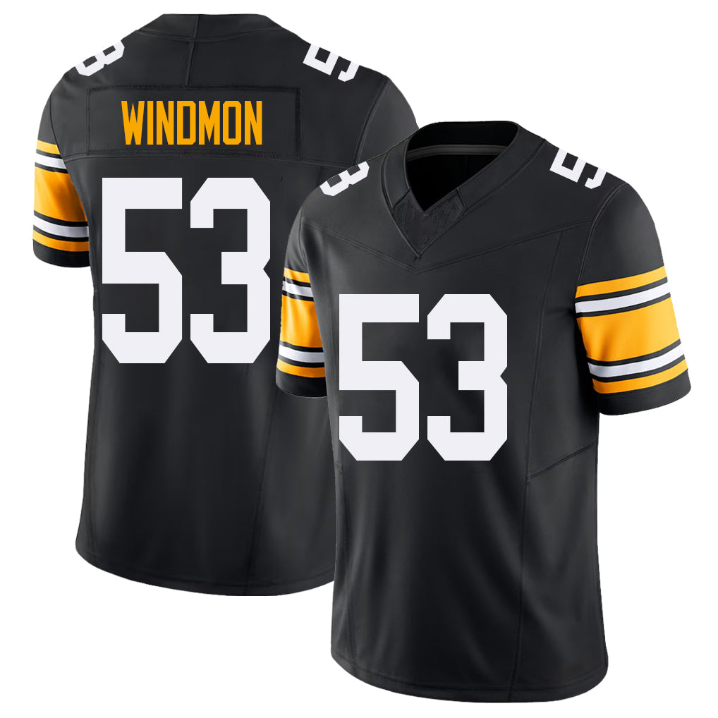 Pittsburgh #53 Windmon Black Player Football V Neck Short Sleeve Jersey Jacoby For Men Youth Women Gift
