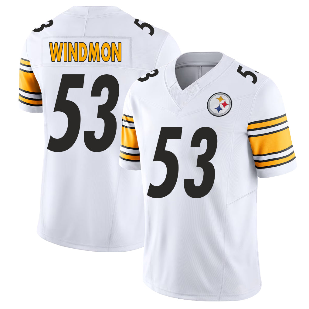 Pittsburgh #53 Windmon Player Football V Neck Short Sleeve White Jersey Jacoby For Men Youth Women Gift