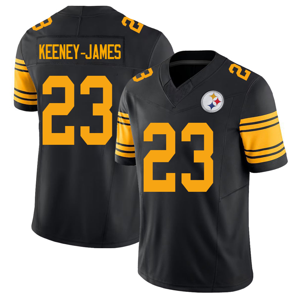 Pittsburgh #23 Keeney-James Player Football V Neck Short Sleeve Jersey Black Jakobie For Men Youth Women Gift