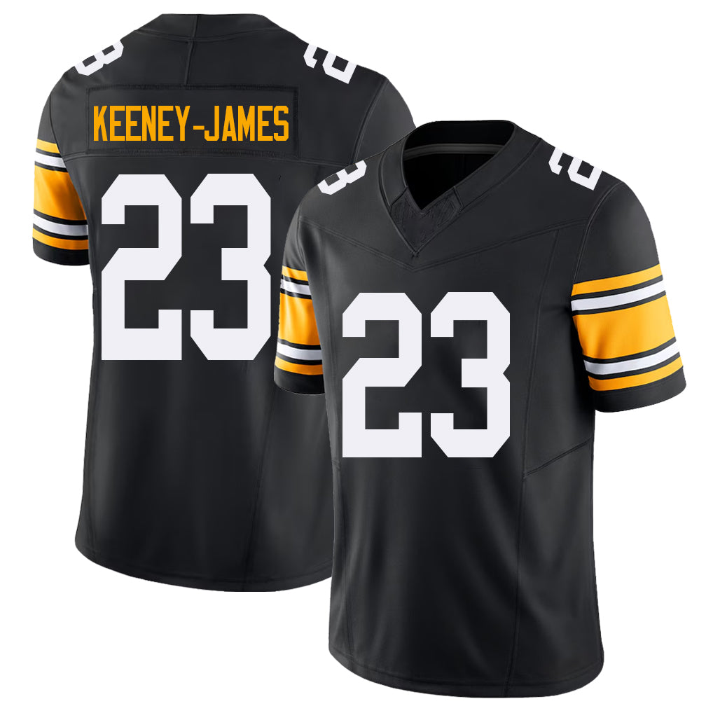 Pittsburgh #23 Keeney-James Black Player Football V Neck Short Sleeve Jersey Jakobie For Men Youth Women Gift
