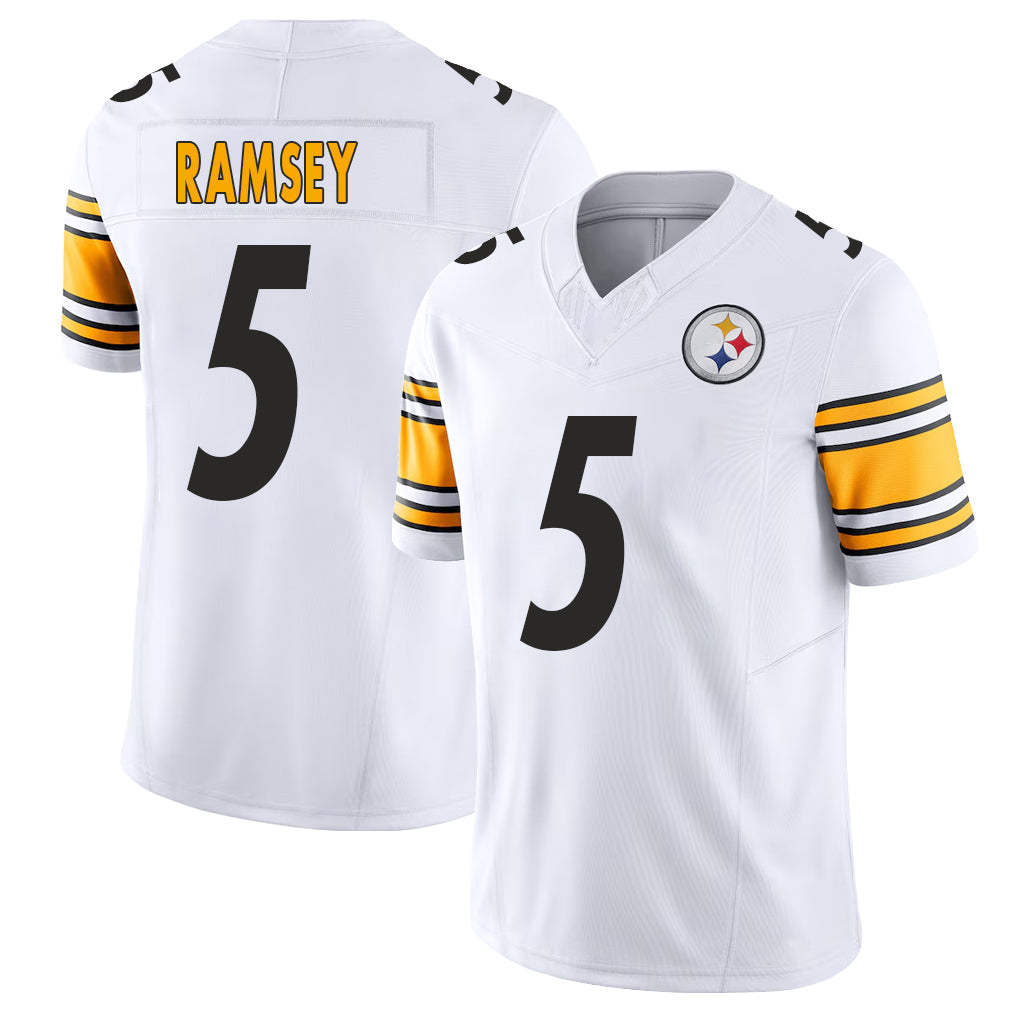 Pittsburgh #5 Ramsey Player Football V Neck Short Sleeve White Jersey Jalen For Men Youth Women Gift