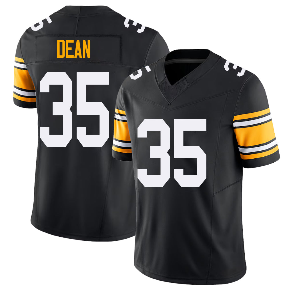 Pittsburgh #35 Dean Black Player Football V Neck Short Sleeve Jersey Jamel For Men Youth Women Gift