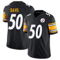 Pittsburgh #50 Davis Player Football V Neck Short Sleeve Black Jersey Jamin For Men Youth Women Gift