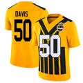Pittsburgh #50 Davis Player Football V Neck Short Sleeve Gold Jersey Jamin For Men Youth Women Gift