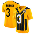 Pittsburgh #3 Brisker Player Football V Neck Short Sleeve Gold Jersey Jaquan For Men Youth Women Gift