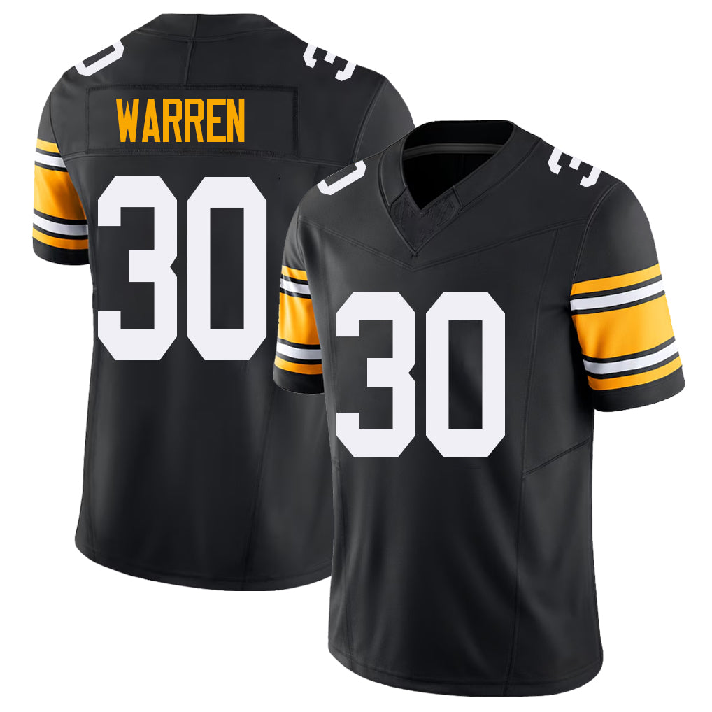 Pittsburgh #30 Warren Black Player Football V Neck Short Sleeve Jersey Jaylen For Men Youth Women Gift