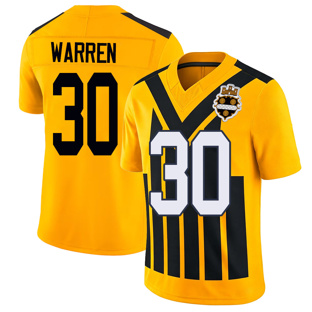 Pittsburgh #30 Warren Player Football V Neck Short Sleeve Gold Jersey Jaylen For Men Youth Women Gift