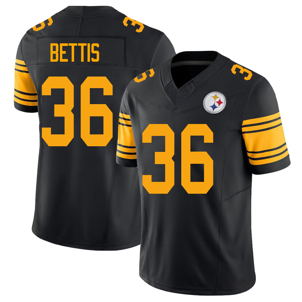 Pittsburgh #36 Bettis Player Football V Neck Short Sleeve Jersey Black Jerome For Men Youth Women Gift