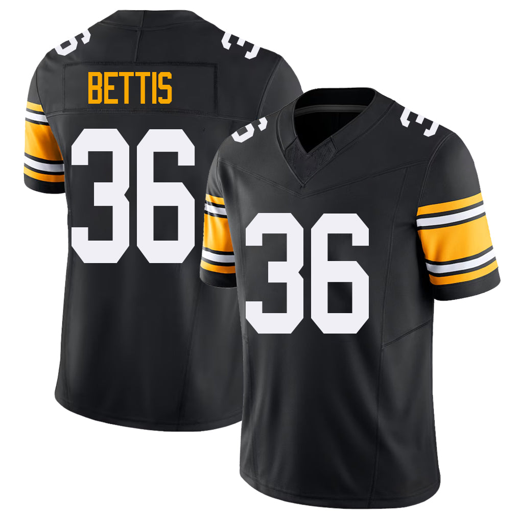 Pittsburgh #36 Bettis Black Player Football V Neck Short Sleeve Jersey Jerome For Men Youth Women Gift