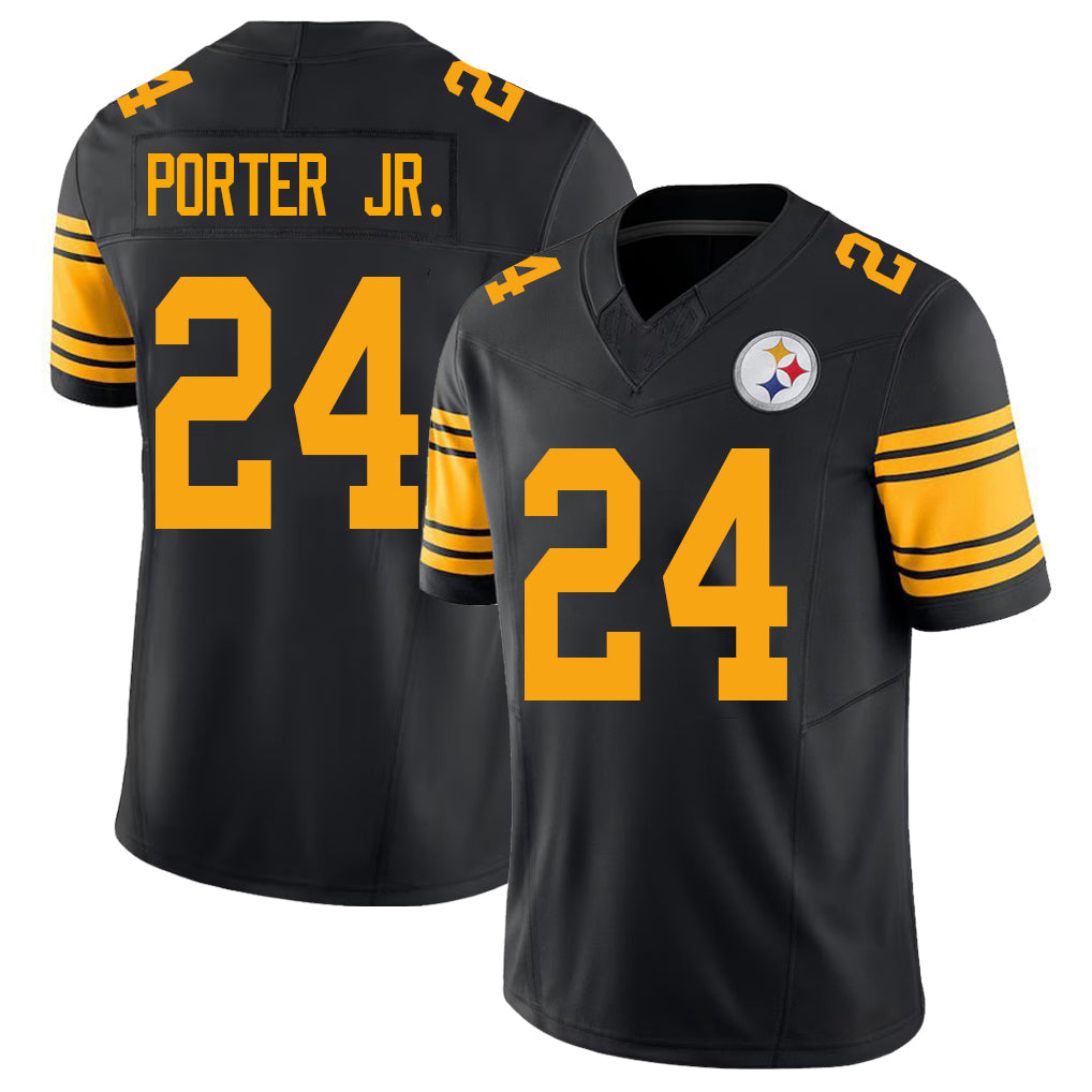 Pittsburgh #24 Porter Jr. Player Football V Neck Short Sleeve Jersey Black Joey For Men Youth Women Gift