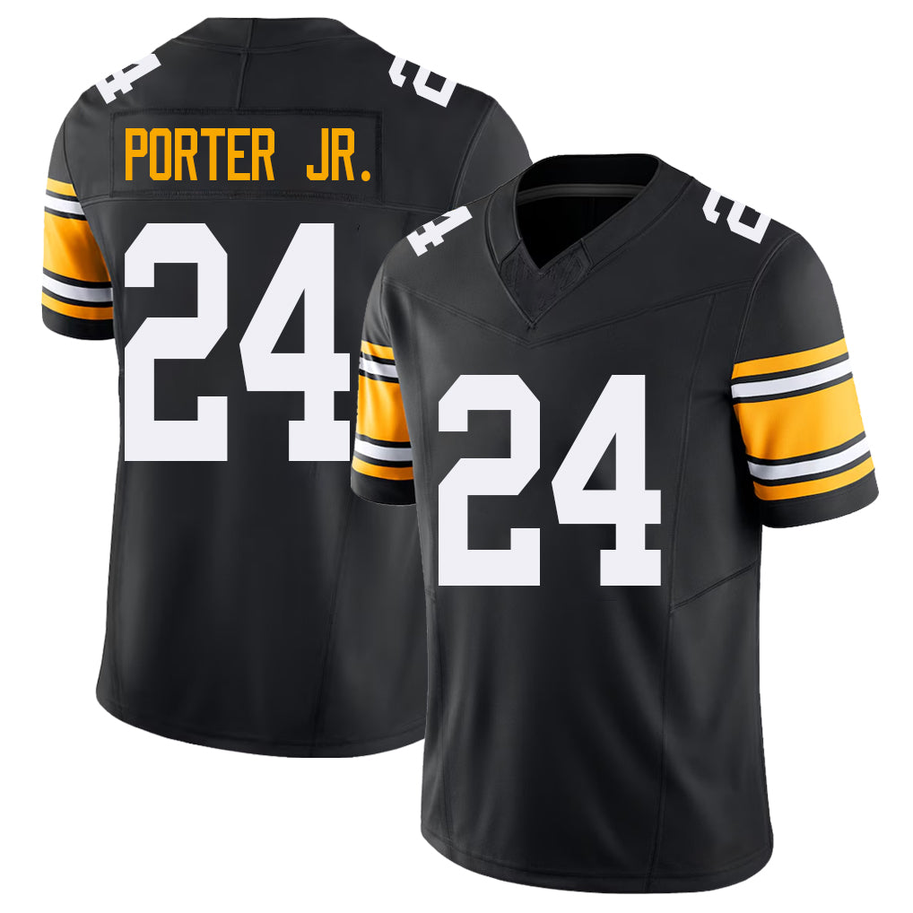 Pittsburgh #24 Porter Jr. Black Player Football V Neck Short Sleeve Jersey Joey For Men Youth Women Gift
