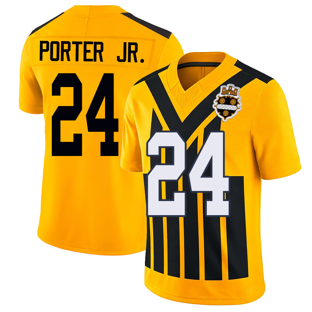 Pittsburgh #24 Porter Jr. Player Football V Neck Short Sleeve Gold Jersey Joey For Men Youth Women Gift
