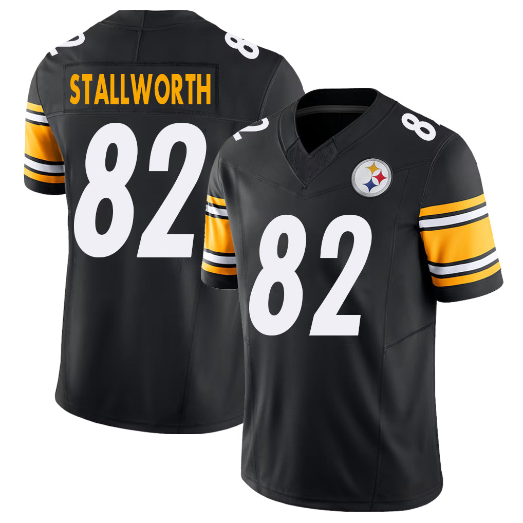 Pittsburgh #82 Stallworth Player Football V Neck Short Sleeve Black Jersey John For Men Youth Women Gift
