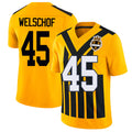 Pittsburgh #45 Welschof Player Football V Neck Short Sleeve Gold Jersey Julius For Men Youth Women Gift
