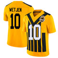Pittsburgh #10 Wetjen Player Football V Neck Short Sleeve Gold Jersey Kaden For Men Youth Women Gift