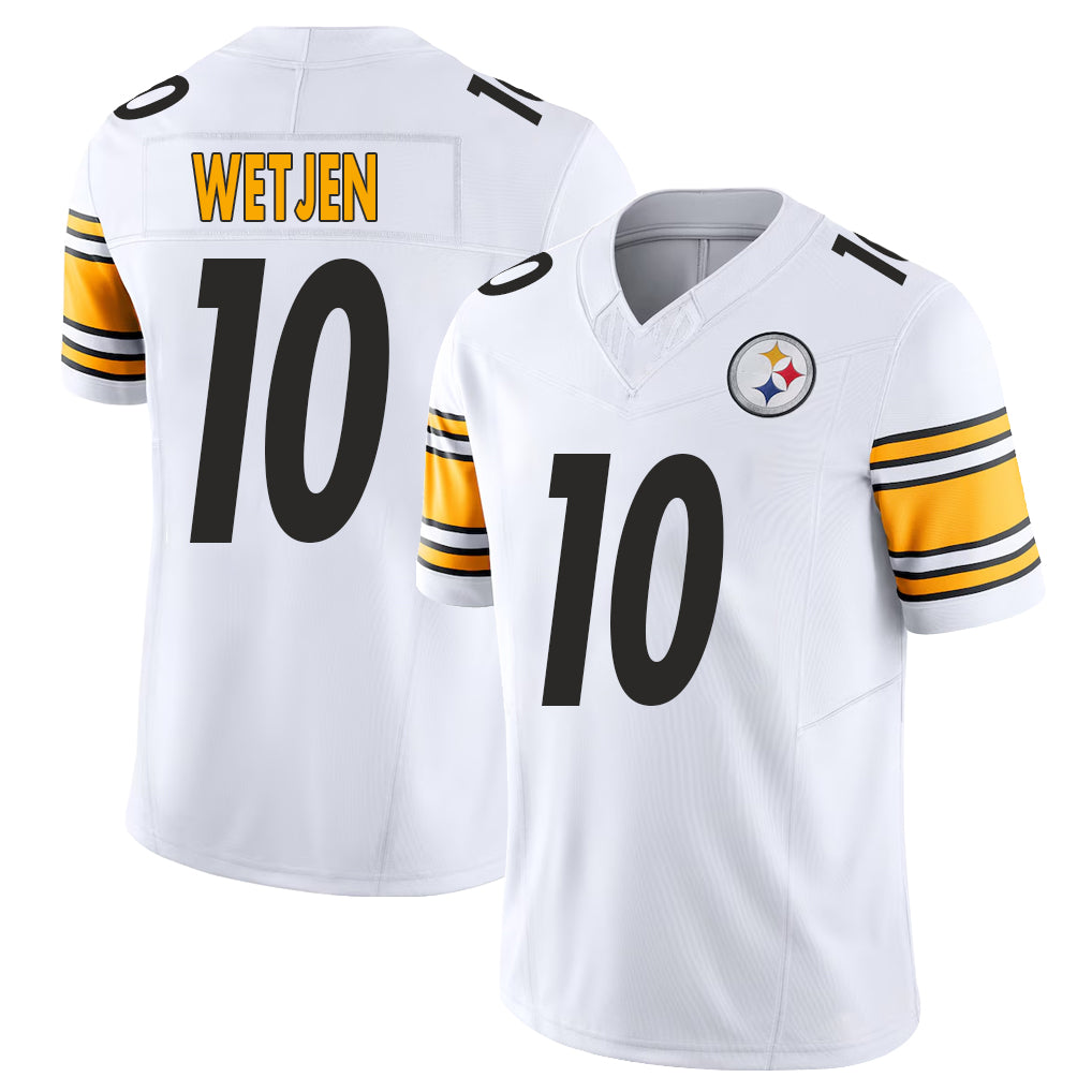 Pittsburgh #10 Wetjen Player Football V Neck Short Sleeve White Jersey Kaden For Men Youth Women Gift