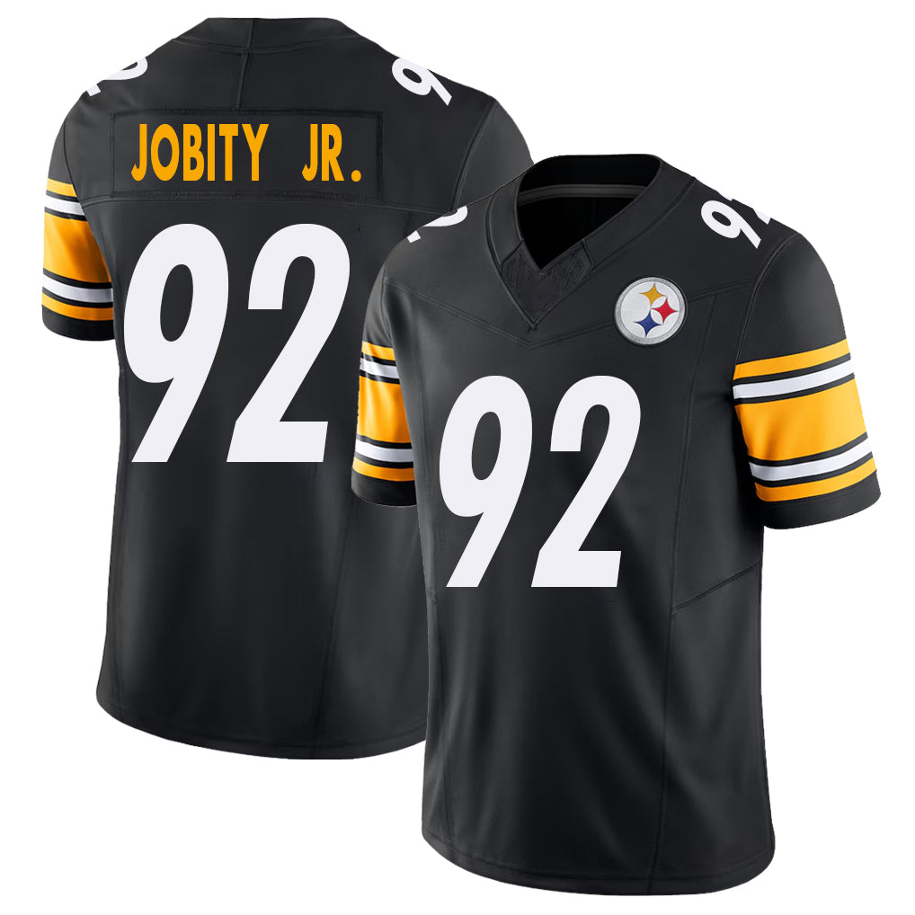 Pittsburgh #92 Jobity Jr. Player Football V Neck Short Sleeve Black Jersey Kevin For Men Youth Women Gift