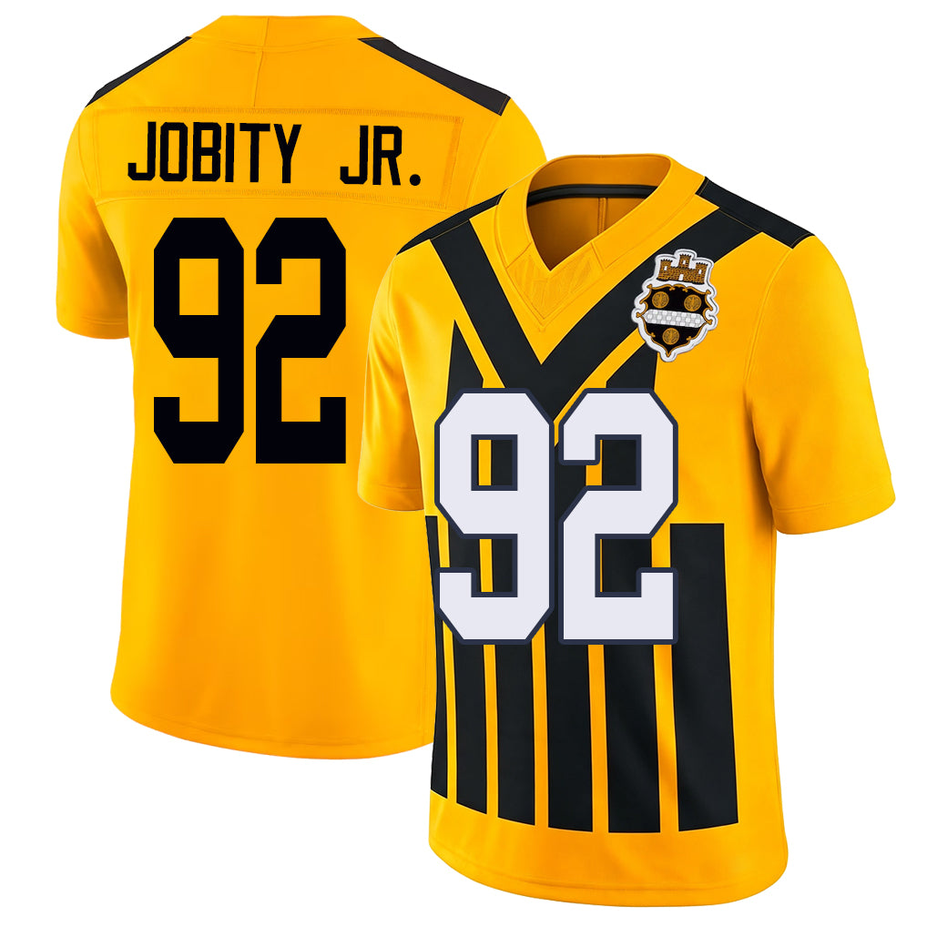 Pittsburgh #92 Jobity Jr. Player Football V Neck Short Sleeve Gold Jersey Kevin For Men Youth Women Gift