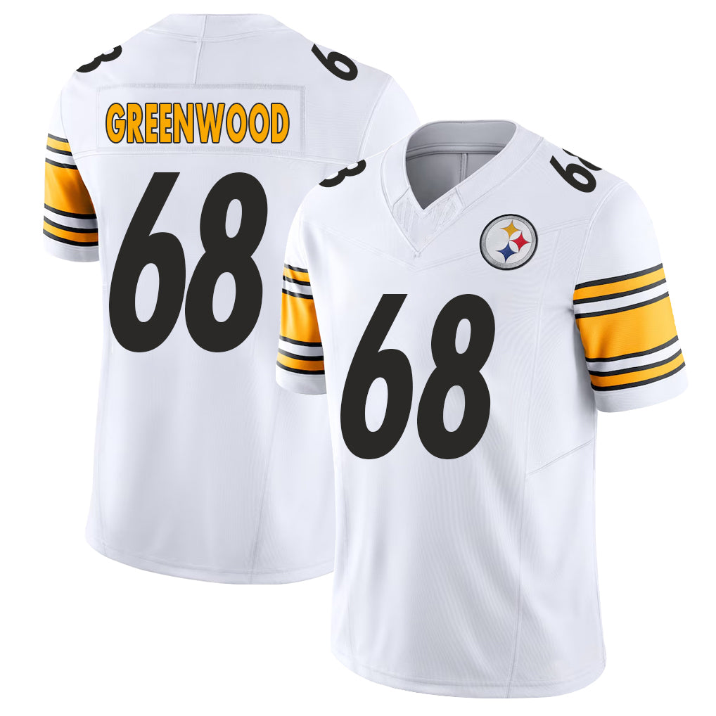 Pittsburgh #68 Greenwood Player Football V Neck Short Sleeve White Jersey L.C. For Men Youth Women Gift