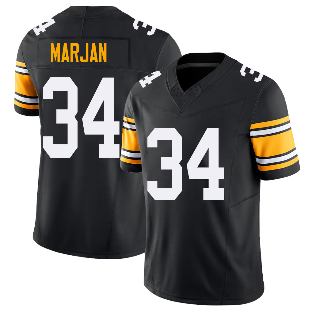 Pittsburgh #34 Marjan Black Player Football V Neck Short Sleeve Jersey Laith For Men Youth Women Gift