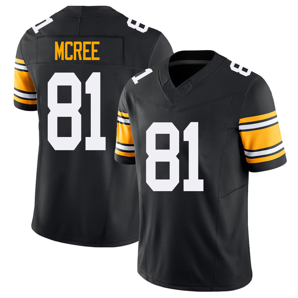 Pittsburgh #81 McRee Black Player Football V Neck Short Sleeve Jersey Lake For Men Youth Women Gift