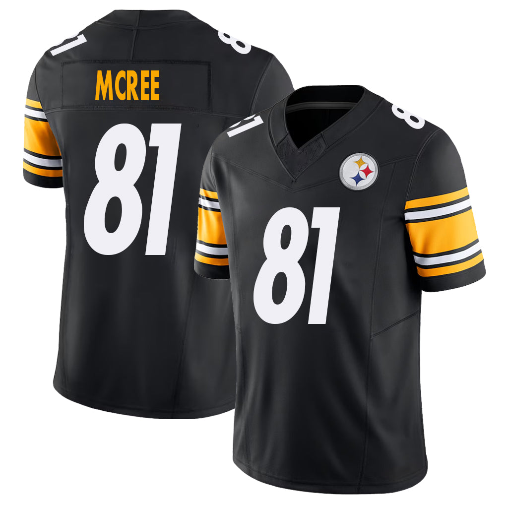 Pittsburgh #81 McRee Player Football V Neck Short Sleeve Black Jersey Lake For Men Youth Women Gift