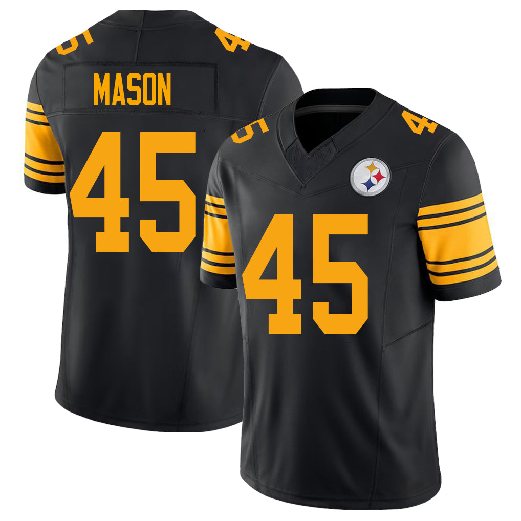 Pittsburgh #45 Mason Player Football V Neck Short Sleeve Jersey Black Lance For Men Youth Women Gift
