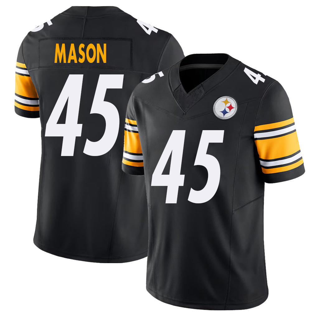 Pittsburgh #45 Mason Player Football V Neck Short Sleeve Black Jersey Lance For Men Youth Women Gift