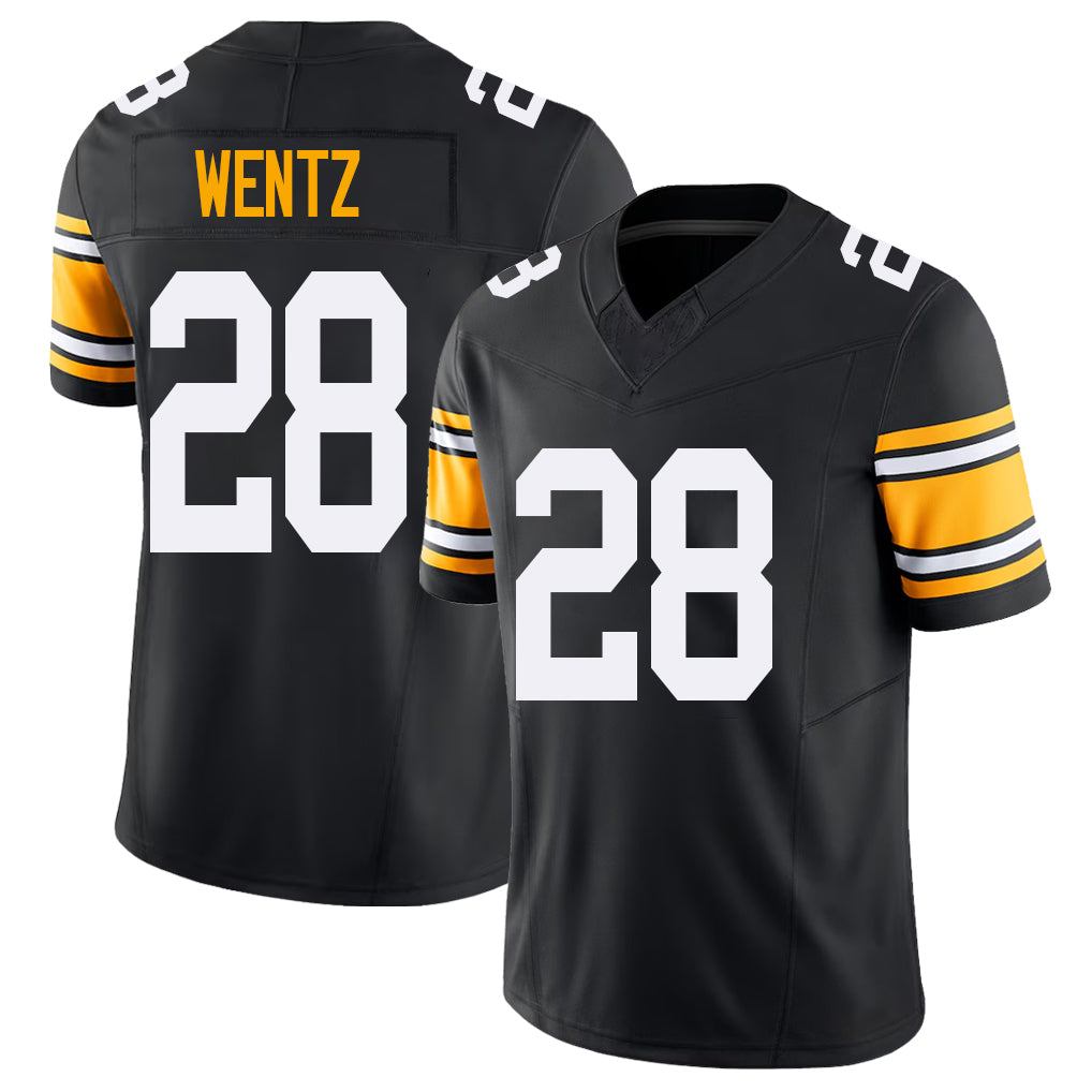 Pittsburgh #28 Wentz Black Player Football V Neck Short Sleeve Jersey Levi For Men Youth Women Gift