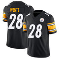 Pittsburgh #28 Wentz Player Football V Neck Short Sleeve Black Jersey Levi For Men Youth Women Gift