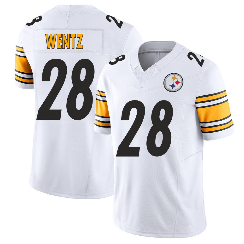 Pittsburgh #28 Wentz Player Football V Neck Short Sleeve White Jersey Levi For Men Youth Women Gift