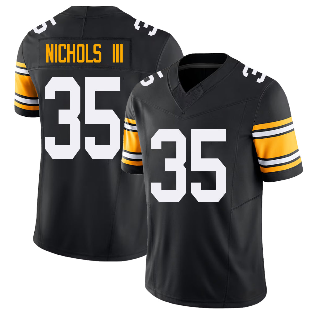 Pittsburgh #35 Nichols III Black Player Football V Neck Short Sleeve Jersey Lew For Men Youth Women Gift