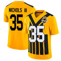 Pittsburgh #35 Nichols III Player Football V Neck Short Sleeve Gold Jersey Lew For Men Youth Women Gift