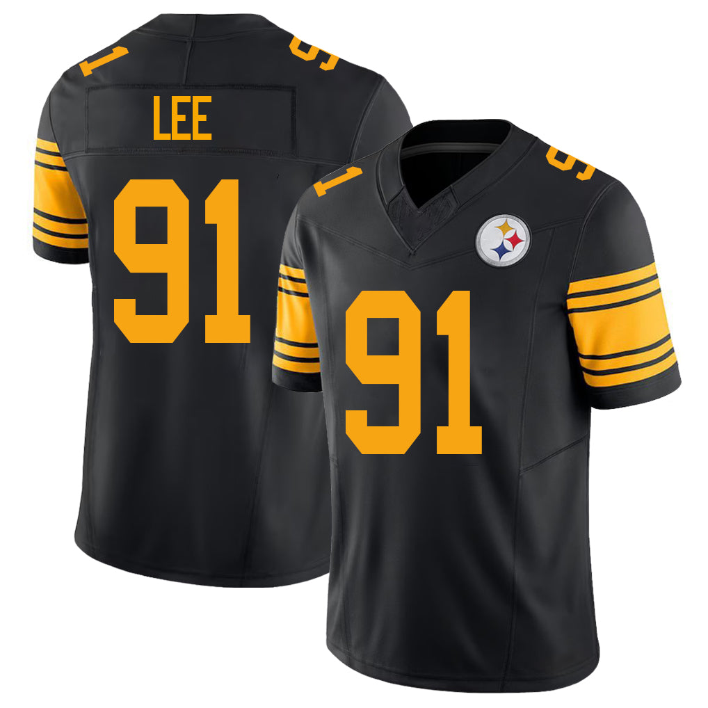 Pittsburgh #91 Lee Player Football V Neck Short Sleeve Jersey Black Logan For Men Youth Women Gift