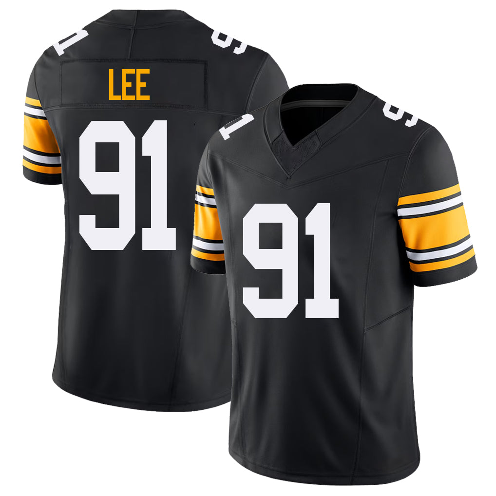 Pittsburgh #91 Lee Black Player Football V Neck Short Sleeve Jersey Logan For Men Youth Women Gift
