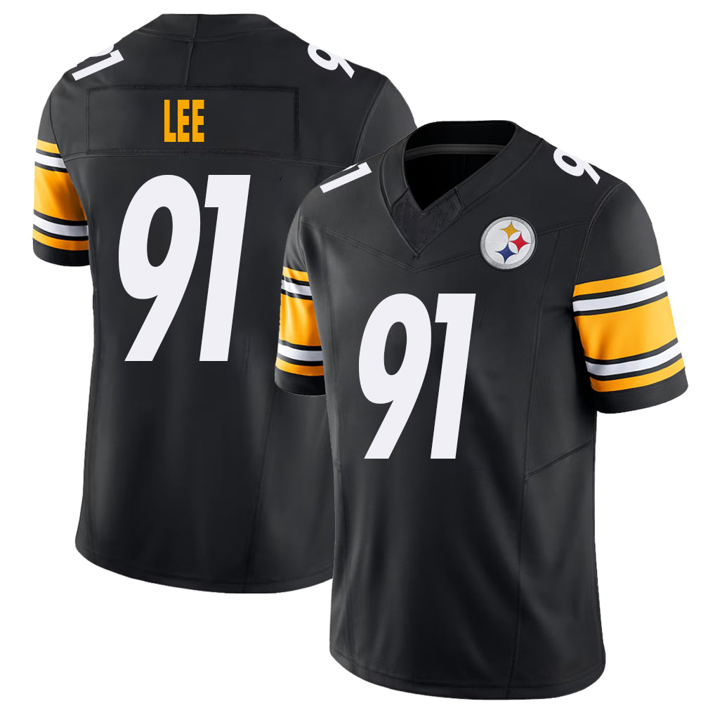 Pittsburgh #91 Lee Player Football V Neck Short Sleeve Black Jersey Logan For Men Youth Women Gift