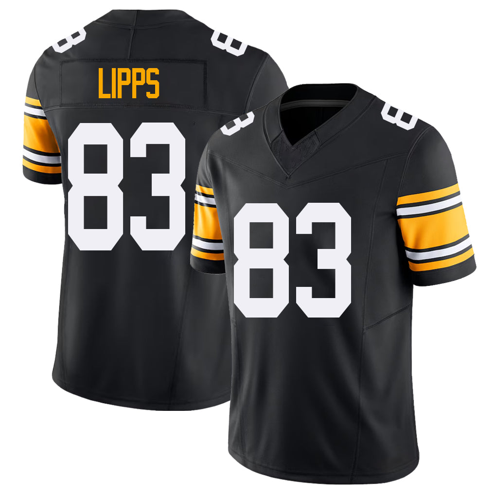 Pittsburgh #83 Lipps Black Player Football V Neck Short Sleeve Jersey Louis For Men Youth Women Gift