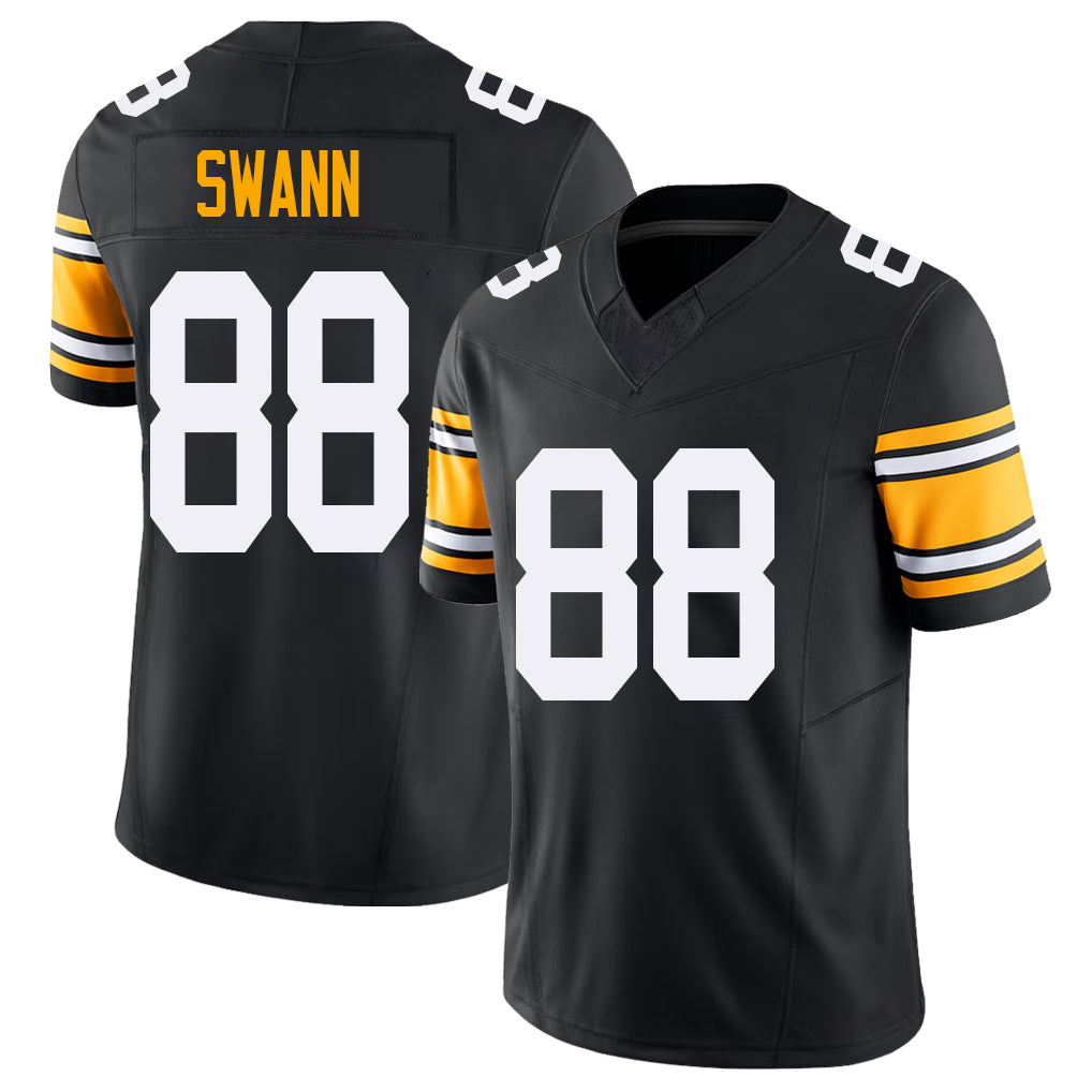 Pittsburgh #88 Swann Black Player Football V Neck Short Sleeve Jersey Lynn For Men Youth Women Gift