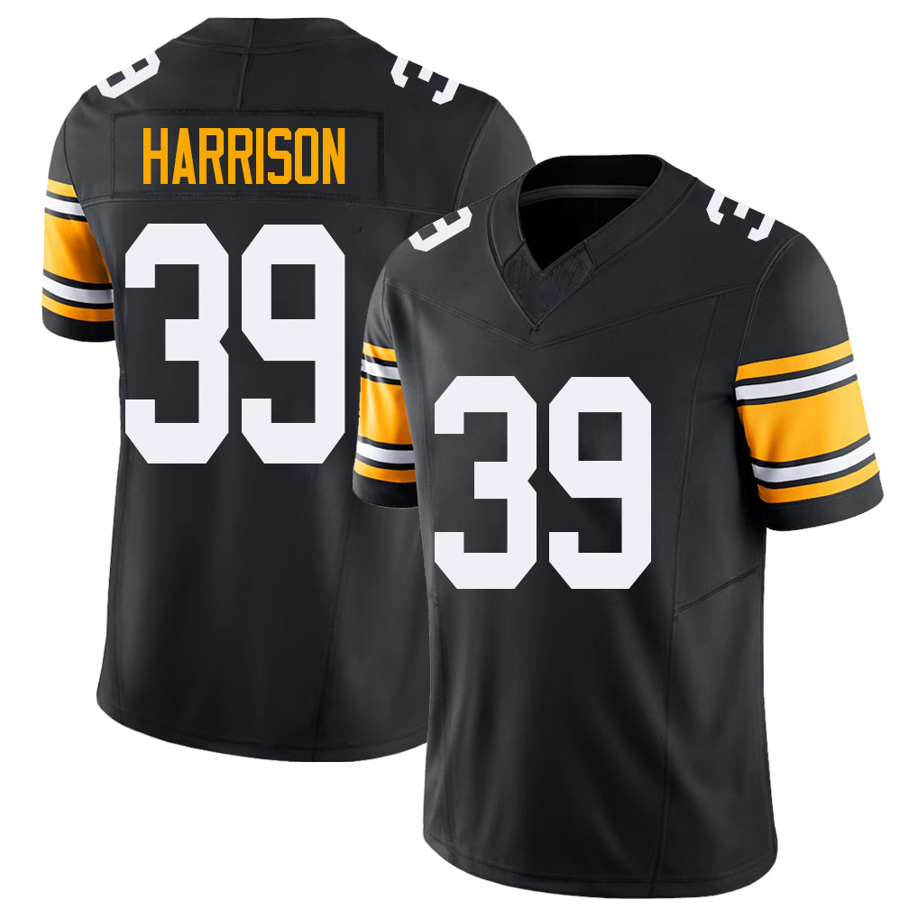 Pittsburgh #39 Harrison Black Player Football V Neck Short Sleeve Jersey Malik For Men Youth Women Gift